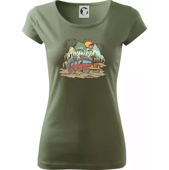 Dámské tričko Adventure car - Dámské triko Pure - XS ( Khaki )