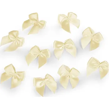 Stuha Saténová mašlička 25x25 mm Varianta: 2 krémová světlá, Balení: 20 ks