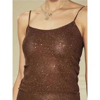 Dámské tričko Sinsay - Top s flitry - hnědá - 3775X-84X - 3775X-84X-M