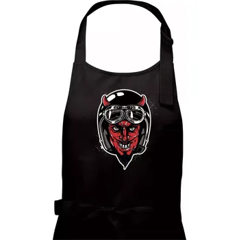 Kuchyňská zástěra Ďábel motorkář - Dámská zástěra na vaření - Univerzální velikost ( Černá )