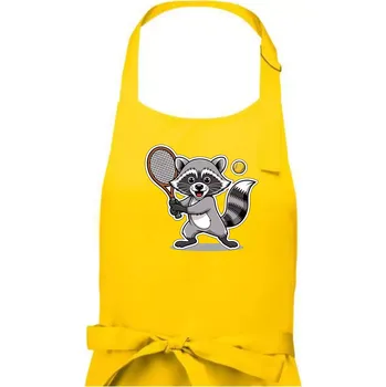 Kuchyňská zástěra Mýval hraje tenis kreslený - Dámská zástěra na vaření - Univerzální velikost ( Žlutá )