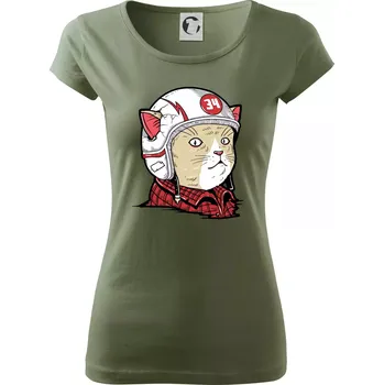 Dámské tričko Moto kocour - Dámské triko Pure - S ( Khaki )