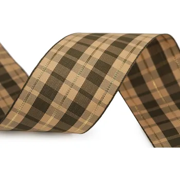 Stuha Károvaná stuha šíře 40 mm Varianta: 2 béžová lurex, Balení: 1 m