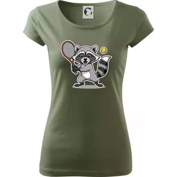 Dámské tričko Mýval hraje tenis kreslený - Dámské triko Pure - M ( Khaki )