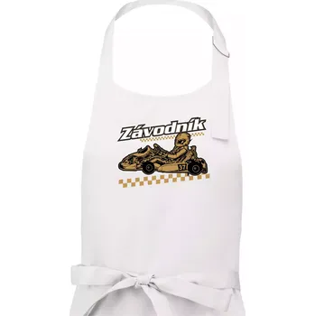 Kuchyňská zástěra Motokára závodník - Dámská zástěra na vaření - Univerzální velikost ( Bílá )