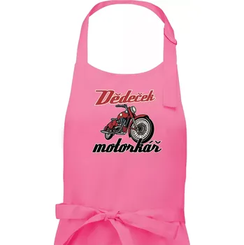Kuchyňská zástěra Dědeček motorkář - Dámská zástěra na vaření - Univerzální velikost ( Růžová )