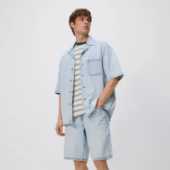 Pánské kalhoty Reserved - Džínové šortky loose fit - modrá - YV415-05J - YV415-05J-34