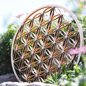 Plakát ,,Květ života" na zeď z břízového dřeva (Průměr 30 cm)