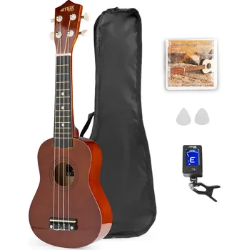 Strunný nástroj Max UKEY Set ukulele a příslušenství, hnědý