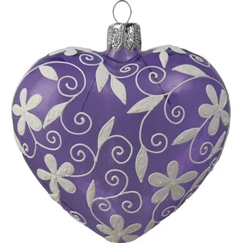 Romantické srdce fialové s bílým dekorem