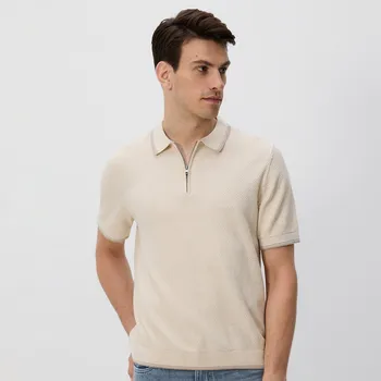 Pánské tričko Reserved - Strukturální polo svetr - tělová - TA173-02M - TA173-02M-XL