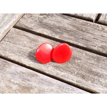 Náušnice Náušnice tagua (placičky, zapichovací, červené)