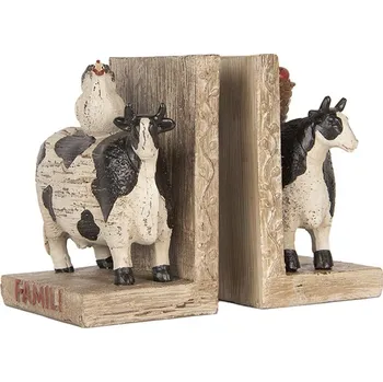 Zarážka na knihu 2ks zarážka na knihy zdobená krávami Famili - 17*10*14 cm