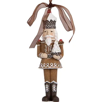 Vánoční dekorace Hnědá závěsná dekorace Louskáček v perníkovém obleku - 4*2*13 cm