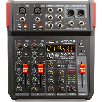 Mixážní pult Vonyx VM-KG06 Music Mixer 6-kanálový BT/DSP/USB Record