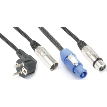Audio kabel BeamZ Professional CX08-15 Light Combi Cable Schuko - XLR M / Powerconnector A - XLR F 15M