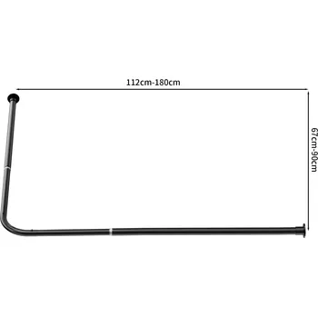 Tyč na sprchový závěs Onpira Nerezová rohová tyč na sprchový závěs teleskopická 112-180 cm Barva: Černá, Model: K přišroubování