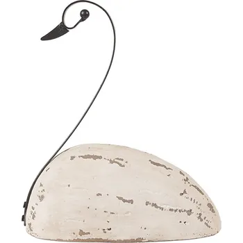 Vánoční dekorace Bílá antik dřevěná dekorace Labuť Swan Rustic M - 17*8*19 cm