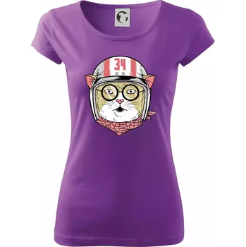 Dámské tričko Moto kočka - Dámské triko Pure - XS ( Fialová )