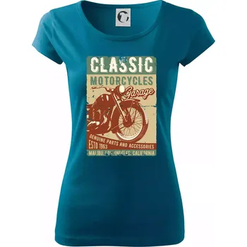 Dámské tričko Moto garage malibu - Dámské triko Pure - XS ( Petrolejová )
