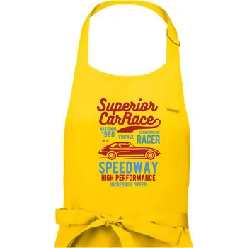 Kuchyňská zástěra Superior Car Race - Pánská zástěra na vaření - Univerzální velikost ( Žlutá )