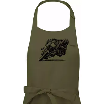 Kuchyňská zástěra Motorkář skica - Dámská zástěra na vaření - Univerzální velikost ( Khaki )