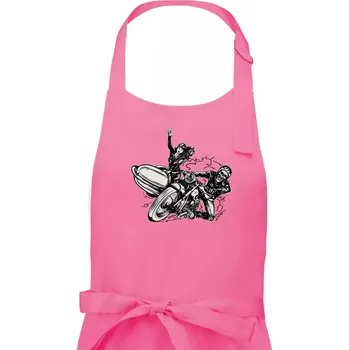 Kuchyňská zástěra Motorka se sajdkou - Dámská zástěra na vaření - Univerzální velikost ( Růžová )