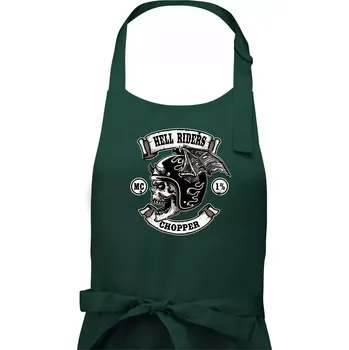 Kuchyňská zástěra Hell Riders Chopper - Pánská zástěra na vaření - Univerzální velikost ( Lahvově zelená )