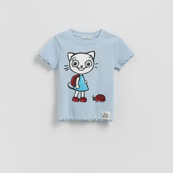 Reserved - Bavlněné tričko Kitty Kotty - bleděmodrá - 550FT-05X - 550FT-05X-110