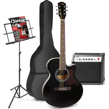 Světelný efekt Max ShowKit Sada elektrické akustické kytary se stojanem na noty - Barva černá
