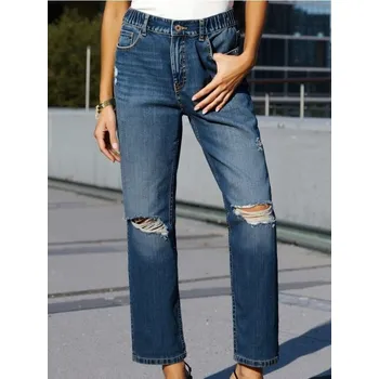 Sinsay - Vyšisované mom fit džíny - námořnická modrá - 804DB-59J - 804DB-59J-34