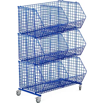 Skladový kontejner FEROPLAST spol. s.r.o Průmyslový úložný koš KS8, kompletní set 3 košů na kolečkách