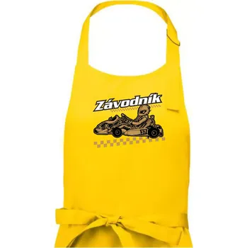 Kuchyňská zástěra Motokára závodník - Pánská zástěra na vaření - Univerzální velikost ( Žlutá )