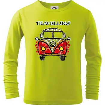 Chlapecké tričko Traveling kreslene auto (lulu_art) - Triko dětské Long Sleeve - 122 cm/6 let ( Limetková )