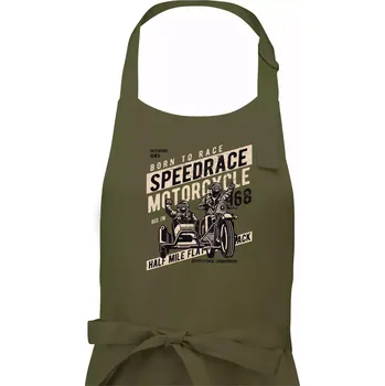 Kuchyňská zástěra Speedrace motrcycle half mile - Dámská zástěra na vaření - Univerzální velikost ( Khaki )