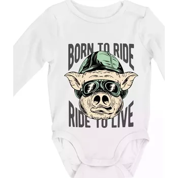 Born to Ride prasák - Body kojenecké s dlouhým rukávem - Dlouhý r. 6-12 měs ( Bílá )
