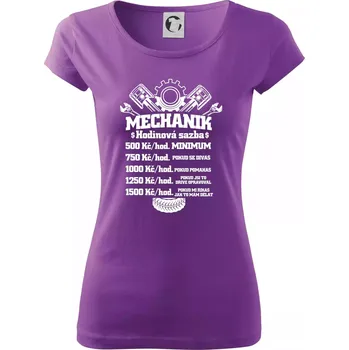 Dámské tričko Mechanik - hodinová sazba - Dámské triko Pure - XS ( Fialová )
