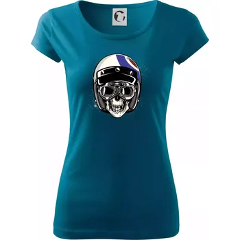Dámské tričko Moto helma letec - Dámské triko Pure - 3XL ( Petrolejová )