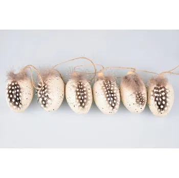 Velikonoční dekorace Vajíčka plastová na zavěšení kropenatá s peříčkem 4 cm, sada 24 ks (135620 015 WIPK-4-02779-21 vajíčko s/24)