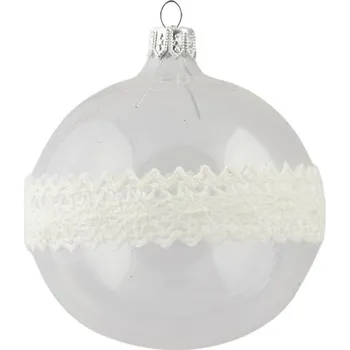 Vánoční ozdoba Baňka čirá s krajkou