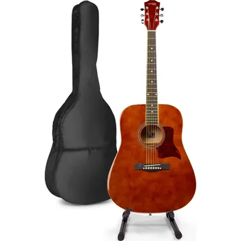 Akustická kytara Max SoloJam Westernová akustická kytara se stojanem na kytaru – Barva hnědá