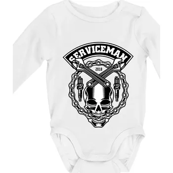 Kojenecký body Lebka serviceman - Body kojenecké s dlouhým rukávem - Dlouhý r. do 3 měs ( Bílá )