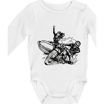 Motorka se sajdkou - Body kojenecké s dlouhým rukávem - Dlouhý r. do 3 měs ( Bílá )