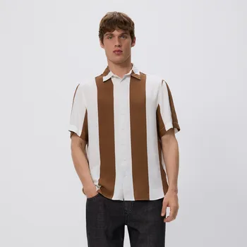 Pánská košile Reserved - Viskózová košile comfort fit - hnědá - 851FS-88X - 851FS-88X-M