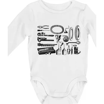 Kojenecký body Oprava motorky - Body kojenecké s dlouhým rukávem - Dlouhý r. do 3 měs ( Bílá )