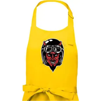 Kuchyňská zástěra Ďábel motorkář - Pánská zástěra na vaření - Univerzální velikost ( Žlutá )