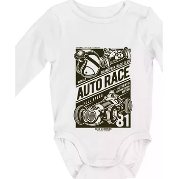 Kojenecké oblečení Auto Race - Body kojenecké s dlouhým rukávem - Dlouhý r. do 3 měs ( Bílá )