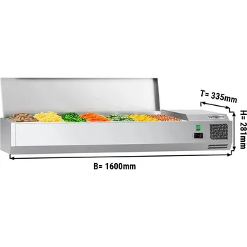 Lednice G.Gastro Chladicí vitrína ECO - 1,6 x 0,34 m - pro 7x 1/4 GN-nádobu