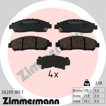 Brzdová destička Sada brzdových destiček, kotoučová brzda ZIMMERMANN 26209.180.1