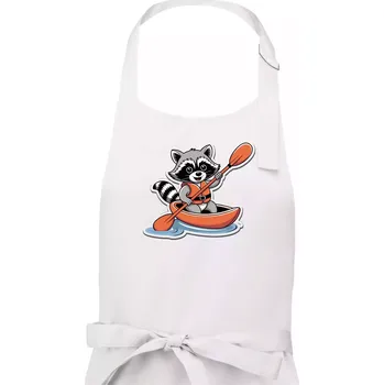 Kuchyňská zástěra Mýval v kajaku kreslený - Pánská zástěra na vaření - Univerzální velikost ( Bílá )